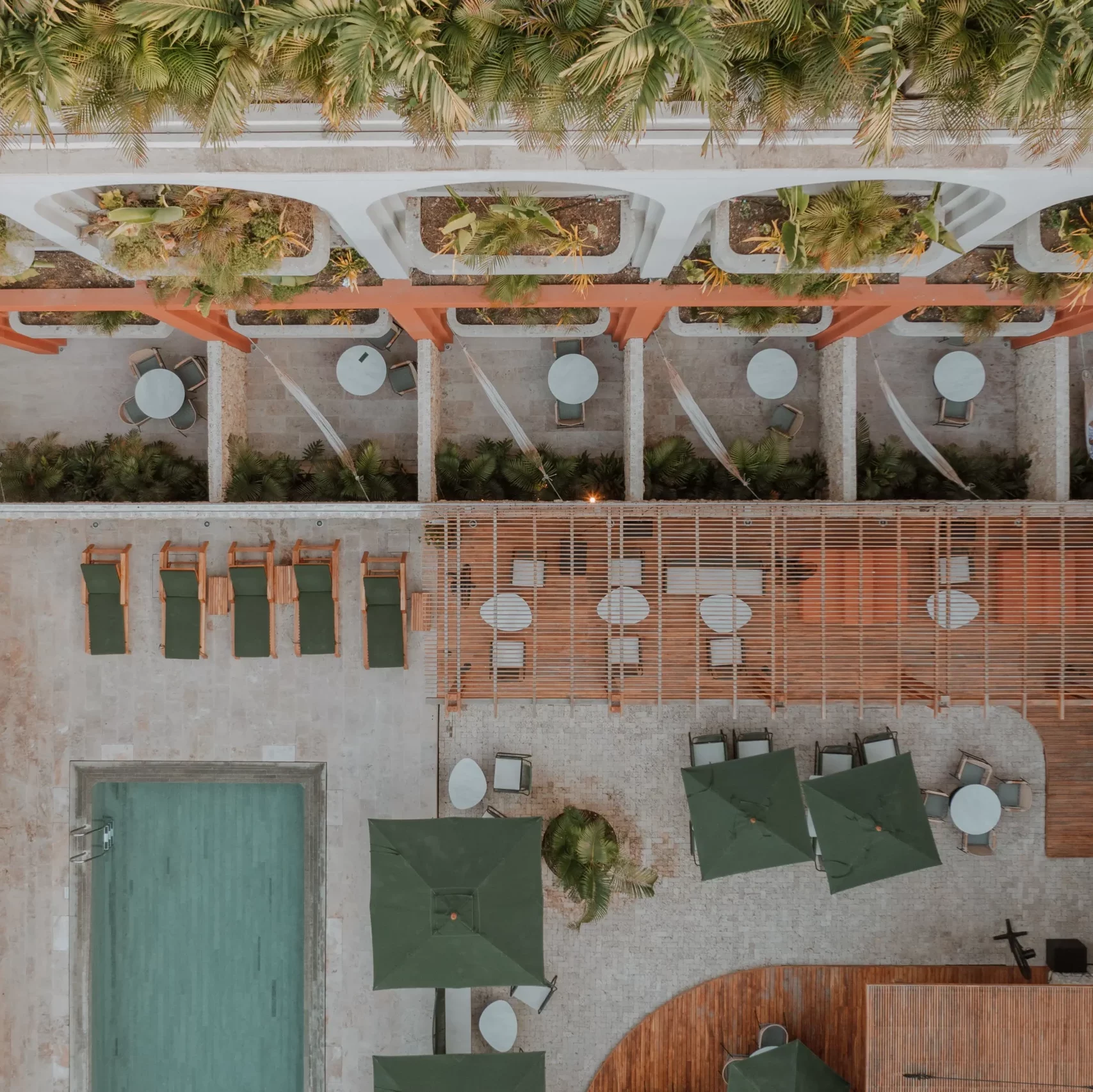 Aerial view of pool and yard at OSH Hotel Cartagena